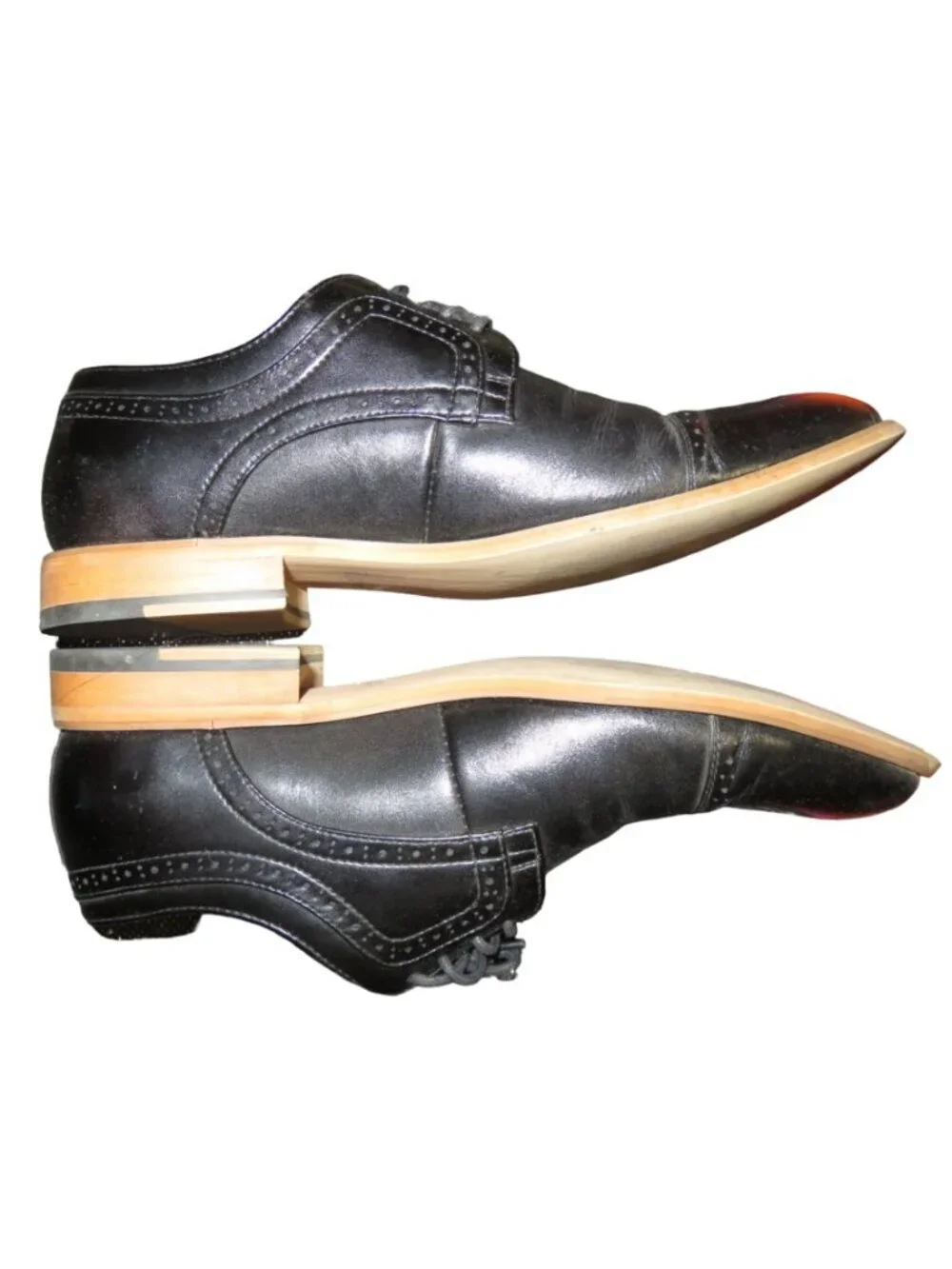 Stacey Adams Black Dickinson Leather Oxford Dress Shoes size 10.5 used but cared